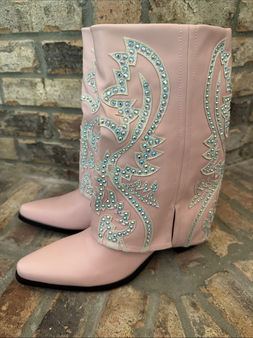 CACTUS Women's Pink Embellished Western Boots - Size 11